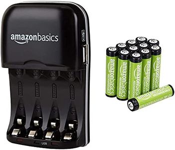 Amazon Basics - Pile Ricaricabili Mini Stilo AAA (12 pezzi) e Caricabatterie con porta USB