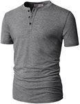 H2H Men's Merino Wool Long Sleeve Henley T-Shirts Gray US 2XL/Asia 3XL (CMTTS0203)