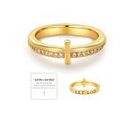 HOLINSE Cross Ring for Women, Cubic Zirconia Purity Ring for Christian, Engrave Let Go & Let God Dainty Trendy Religious Pray Ring, 8, Gold, Cubic Zirconia