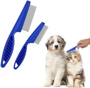 TIESOME Haustierhaarkamm Tränenfleckentfernung, 2 Pack Multifunktionskämme für Haustiere Grooming Kit 2 in 1 Hundekämme Edelstahlkamm Massagekamm Doppelseitiger Kamm(Blau)