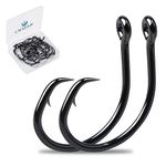 CWSDXM Circle Hooks Saltwater 20 pcs in-Line Wide Gap Fishing Hooks for Catfish 4X Strong High Carbon Steel Mustad Hooks for Tuna, Carp, Catfish, Bass,Size 1,1/0,2/0,3/0,4/0,5/0,6/0,8/0,10/0 (5/0)