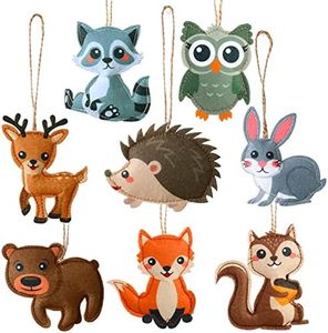 Tegeme 8 Pieces Woodland Felt Animals Christmas My Forest Friends Ornament Set Animals Craft Kit Ornaments Cute Animals Tree Decor for Home Christmas Tree Party Decorations