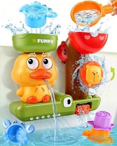 Baby Bath Toys for Kids Ages 1-3 Interactive Toddler Bath Toys Duck Sensory Bathtub Water Shower Toys with 3 Stacking Cups for 12+ Months Boys Girls Birthday Gifts