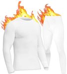 YESURPRISE Thermal Underwear for Men Long Johns with Fleece Lined Long Underwear Set Cold Weather Winter Top Bottom Set White