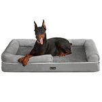 Feandrea Orthopedic Dog Bed, Dog Sofa with Sides, Removable Washable Cover, 120 x 85 x 20 cm, Non-Slip Bottom, Light Grey PGW078G02