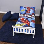 Spiderman Toddler Bedding Set EXPRESSIONS (3 Piece, Fits Standard Crib Mattress) Reversible Comforter, Fitted Sheet, Pillowcase (Official Marvel Product)