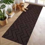 hicorfe Hallway Rug,2ft x6ft Small Non Slip Rubber Bakcing Area Rug,Front Back Door Mat Washable Inside Floor Mat for Entryway,Kitchen,Laundry,Patio,Bedroom(Coffee)