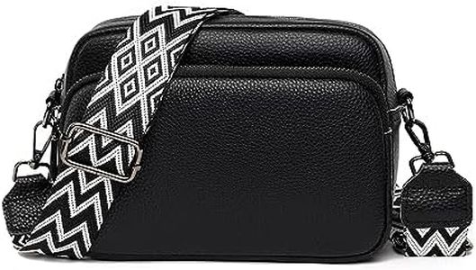 Soleebee Crossbody Bag - Borsa a tracolla da donna in pelle, con ampia tracolla boho rimovibile, piccole tasche moderne con 3 scomparti, per cellulare da appendere, Nero