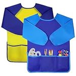 Jolik Kids Art Smocks Children Waterproof Artist Painting Aprons with Long Sleeve and 3 Pockets