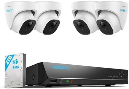 Reolink 8CH 5MP PoE Home Security Camera System, 4 Wired 5MP Outdoor PoE IP Cameras, 5MP 8 Channel NVR Security System w/ 2TB HDD for 24/7 Recording, RLK8-520D4