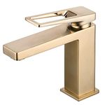 Brushed Gold Basin Mixer Tap, Modern Single Lever Bathroom Sink Mixer Taps, Brass Lavatory Mixer Faucet SHUNLI