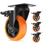 Quoram 4 inch caster wheels for furniture moving, industrial plant & roller wheel/Universal 360 Moving Wheels for Heavy Furniture - furniture lifter mover tool set (2 with brake + 2 without)