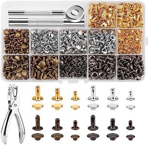 480 Sets Rivets for Leather, Leather Rivet Kit, 4 Colors 3 Sizes Leather Rivets and Snaps for Leather Crafts, Clothes, Shoes, Leather Boots, Bags, Decoration (Gold, Silver, Bronze and Gunmetal)