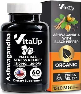 VitaUp Organic Ashwagandha Capsules 1310mg - USA Made Organic Ashwagandha Supplements with Black Pepper - Energy & Immune Support - Natural Stress Relief Supplement - Ashwagandha Organic - 60 Count