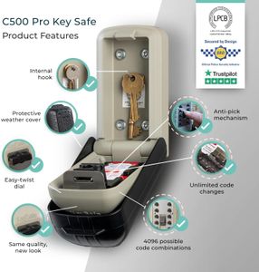SUPRA C500 Pro Key Safe – Outdoor Wall Mounted Security Lock Box
