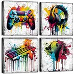 Gaming Wall Decor Gamer Room Decor for Boys Modern Graffiti Wall Art for Men Teen Boy Gamepad Headphones Canvas Pictures Street Pop Cool Video Game Painting Bedroom Dorm Playroom Home Decoration 12x12" 4 Pcs