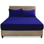 GC GAVENO CAVAILIA Easy Care Fitted Sheets Super King, Poly Cotton Corner Elastic Bed Sheet, Luxury Bedding & Linen- Royal Blue