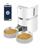 Automatic Cat Feeder, Smart Pet Food Dispenser with APP Control ,WiFi Enabled Automatic Feeder for Dogs, Cats & Small Pets, Double Stainless Steel Bowls,6 Meals Portion Control and Voice Recording