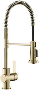 KRAUS Britt Commercial Style Pre-Rinse Kitchen Faucet with Deck Plate in Brushed Gold, KPF-1690BG