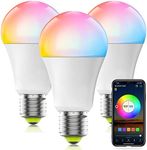 HaoDeng Smart Light Bulbs E27 A60 7W RGBCW WiFi Light Bulb, Dimmable Led Light, Color Changing Light Bulb, Compatible with Alexa, Google Home, 2.4GHz Only, No Hub Required, 60W Equivalent 500LM, 3Pack