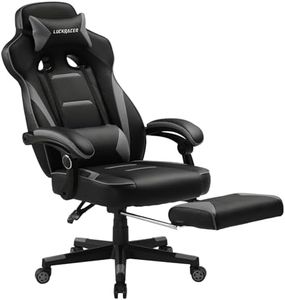 LUCKRACER Gaming Chair, Video Game Chairs Gaming Computer Chair with Footrest 350Lb Heavy Duty Gaming Chair Ergonomic Office Chair Lumbar Support for Adults, High Back, Swivel Seat, Recliner(Grey)
