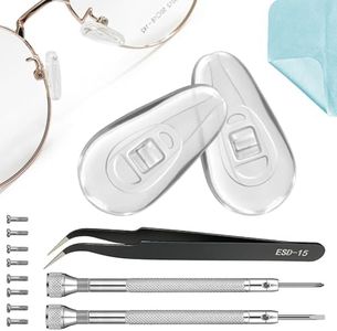 PFDHQS 5-Pairs Silicone Eyeglass Nose Pads, Pressure-Reducing Air Chamber Design | Screw-in Style Glasses Nose Pads Replacement Kit, Anti-Slip & Easy Install, Fit for Most Eyeglasses & Sunglasses