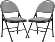 Folding Chairs 2 Pack, Portable Metal Chairs with Cushions and Non-Slip Feet Pads for Home and Office, Indoor and Outdoor Events, Dark Grey.