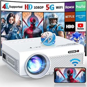 Projector with WiFi and Bluetooth, FUDONI 5G WiFi Native 1080P Outdoor Projector 15000L Support 4K, Portable Movie Projector with Screen and Max 300", for iOS/Android/Laptop/TV Stick/HDMI/USB/VGA/TF