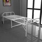 Honey Touch Metal Folding Bed Single Size For Sleeping Guest Bed Easily Storable (3 Ft X 6 Ft, White) - Powder Coated