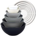 Greentainer Plastic Mixing Bowl Set with Lids for Kitchen, Nesting Storage Bowls for Baking, Prepping,Cooking and Serving Food, Dishwasher, Microwave Safe,Great for Mixing & Serving (6pcs Grey)