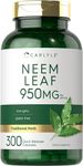 Carlyle Neem Leaf Powder 950mg | 300 Quick Release Capsules Non-GMO and Gluten Free Traditional Herbal Supplement Azadirachta Indica by Carlyle, Pack of 1