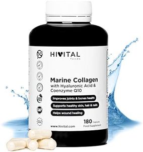 Colágeno Marino con Ácido Hialurónico, Coenzima Q10, Vitamina C y Zinc | 180 cápsulas | Péptidos que mantienen articulaciones, cartílagos, huesos, piel, cabello y uñas sanos