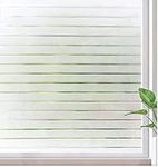 Rabbitgoo Frosted Window Film Static Cling Decorative Glass Film Anti UV Window Privacy Film Non Adhesive Window Cling Door Cover for Home Office Meeting Room, Stripe Patterns, 23.6 x 78.7 inches