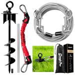 Snagle Paw Dog Tie Out Cable and Stake with Lock-Cap,Heavy Duty 20FT Yard Leash & Stake with Shock Absorbing Bungee Tether,Rust Proof Ground Anchor for Yard, Beach, Camping & Outdoor,up to 360 Lbs