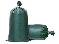 TerraRight Sandbags - Extra Durable Empty Green Woven Polypropylene Sand Bags w/Ties, Max. UV Protection, 14" x 26" (10 Count)