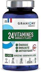 24 Vitamines GRANIONS | Oligo Elements, Zinc, Magnésium, Vitamines Et Minéraux | Sélénium, Coenzyme Q10, Cuivre | Energie, Immunité, Antioxydant | Senior | Fabriqué En France | Programme De 3 Mois