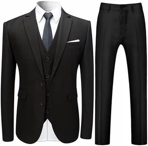 Cloudstyle Mens Stylish 3 Piece Dress Suit Classic Fit Wedding Formal Jacket & Vest & Pants Black