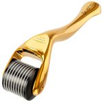 Dr.roller Derma Roller, Derma Roller Hair Growth Men and Women, Beard Roller for Growth, 0.5mm Dermaroller, Microneedling Roller for Wrinkles, Stretch Marks, Acne Spot, Hair Loss (Gold)