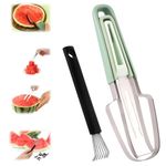lasuroa 3-in-1 Watermelon Fork Slicer Cutters, Stainless Steel Fruit Cutters with Seed Remover Portable Watermelon Cutter Watermelon Cutter Slicer Tool for Camping Kitchen