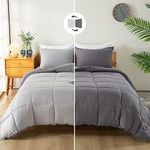 DAWNDIOR Queen Comforter Set Fluffy Grey Down Alternative Bedding Comforters & Sets Reversible Lightweight Warm Thick Soft Farmhouse Style Bedding Sets for All Season