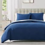 Ultra Soft Duvet Cover Full/Double, Duvet Cover for Full/Double Size Bed, 3 Pieces Comforter Cover with Zipper Closure, Corner Ties, 80x90 Inch, Dark Blue