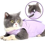 oUUoNNo Cat Wound Surgery Recovery Suit for Abdominal Wounds or Skin Diseases, After Surgery Wear, Pajama Suit, E-Collar Alternative for Cats and Dogs… (M, Purple)