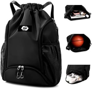 Keyck Sac à Dos à Cordon Sac de Sport pour Homme Femme, Sacs à Cordon Légers avec Compartiment Chaussure y Poche Humide, Grand Sac à Dos Sac Piscine Résistant à L'eau pour Basketball Football, Noir