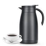 MUCR 34 Oz Thermal Coffee Carafe, Coffee Dispenser, Insulated Stainless Steel Coffee Carafes for Keeping Hot Coffee & Tea for Hot 12 hrs and Cold 24 hrs, 1L/Black