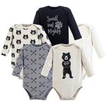 Yoga Sprout Unisex Baby Cotton Bodysuits, Bear Hugs 5Pk Long Sleeve, 9-12 Months (12M)