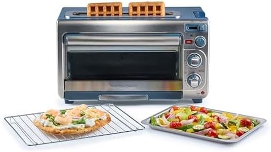 Hamilton Beach 2-in-1 Countertop Toaster Oven and Long Slot 2 Slice Toaster, 60 Minute Timer and Automatic Shut Off, Shade Selector, Kitchen Makeover Blue & Stainless Steel (31158)