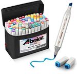 ABEIER 81 Colors Alcohol Markers Brush Tip, Brush & Chisel Dual Tip Sketch Markers for Artists, Plus 1 Blender Marker, Permanent Sketch Markers for Kids, Adults Coloring and Artist Illustration