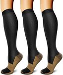 Copper Compression Socks (3 Pairs), 15-20 mmhg is BEST Athletic & Medical for Men & Women, Running, Flight, Travel, Nurses - Boost Performance, Blood Circulation & Recovery (Large/X-Large, Black)