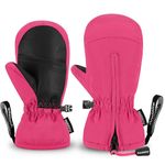 Andake Kids Ski Gloves Winter, 2-10 age Warm Waterproof Mittens Windproof Thermal Children Snow Gloves for Girls Boys (pink,3-6 Years)