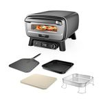 Ninja Artisan Electric Outdoor Pizza Oven & Air Fryer, 4 Functions: Pizza, Air Fry, Bake & Prove, 5 Pizza Settings, Includes 12-inch Pizza Stone, Pizza Peel, Baking Tray & Air Fry Basket, Grey MO201UK